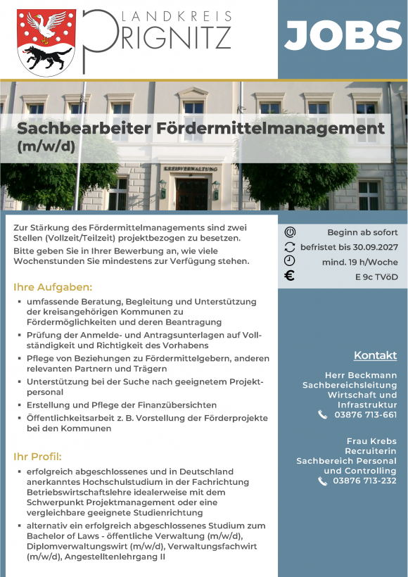 Sachbearbeiter Fördermittelmanagement (m/w/d) - Seite 1