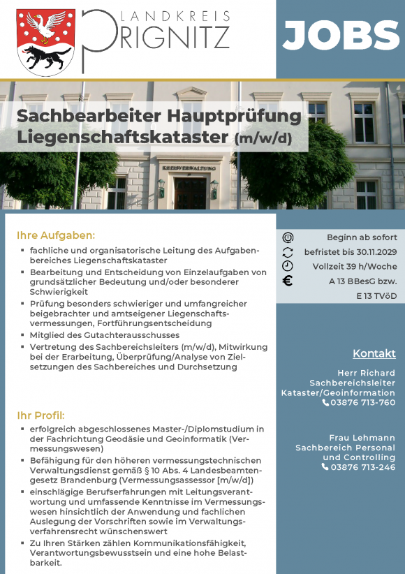 Sachbearbeiter Hauptprüfung Liegenschaftskataster (m/w/d) - Seite 1