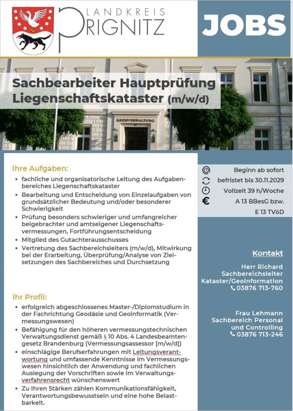 Sachbearbeiter Hauptprüfung Liegenschaftskataster (m/w/d) - Seite 1