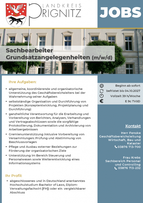 Sachbearbeiter Grundsatzangelegenheiten (m/w/d) - Seite 1